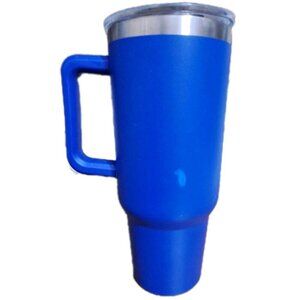 Unbranded 40 Ounce Handled Blue Aluminum Tumbler with Lid No Straw FLAW
